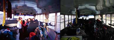 the inside of the bus